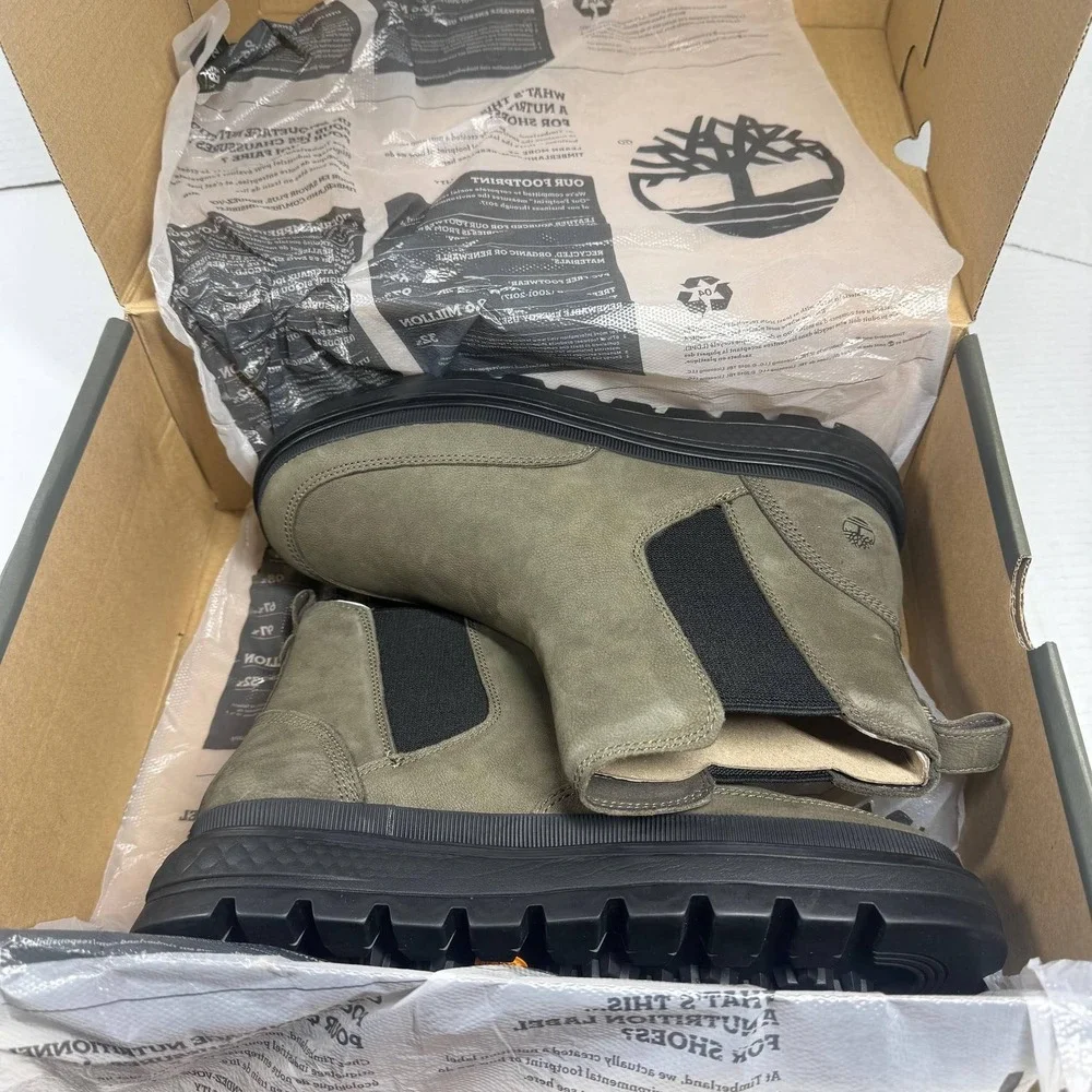 Timberland New Size‎ 9.5 Greenstride Ray City Pull On Chelsea Boots Olive Nubuck